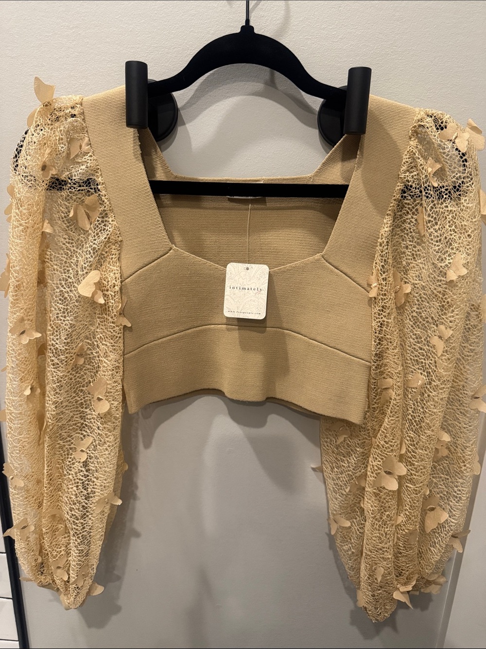 NWT FREE PEOPLE intimately butterfly top. Size xs. Tan